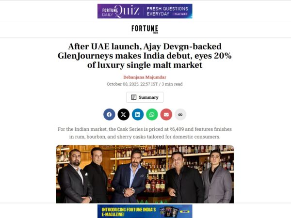 After its UAE launch, Ajay Devgn-backed The GlenJourneys debuts in India with a luxury single malt scotch whisky