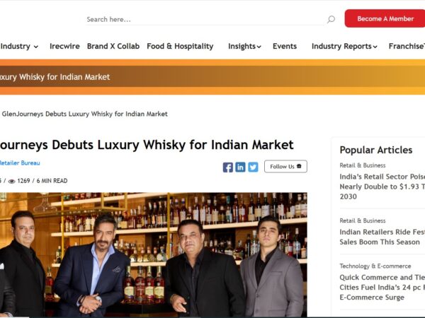 The GlenJourneys debuts luxury single malt scotch whisky for the Indian market